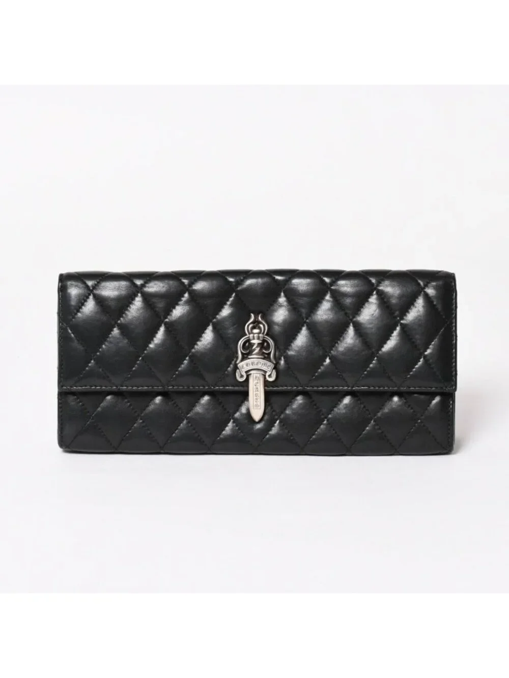 Chrome Hearts Dinner Clutch Large Dagger Matelasse Lambskin Black